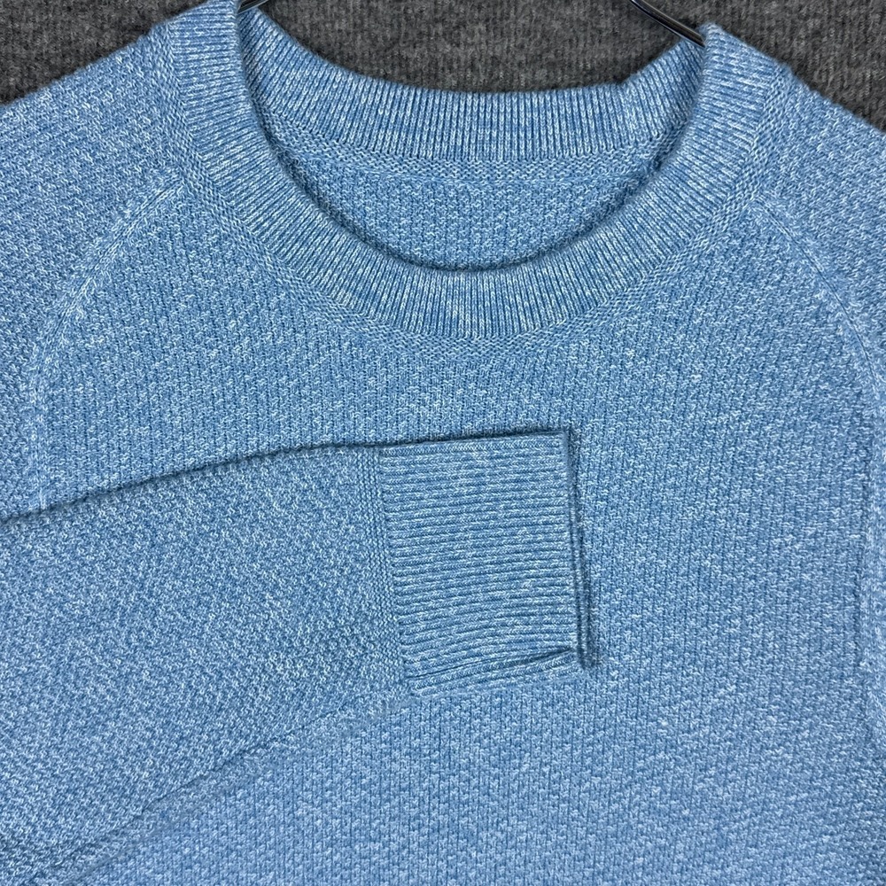 Lululemon Textured Knit Crewneck Sweater Men Small Blue Stretch Coolmax Pullover